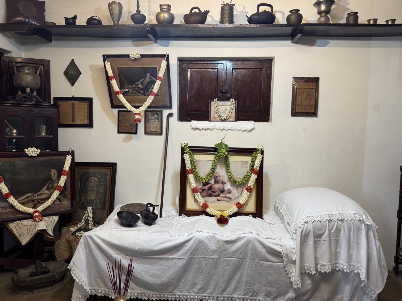 Bhagavan’s Nirvana Room, photographed on 14th April — the day Bhagavan left the body, 76 years ago